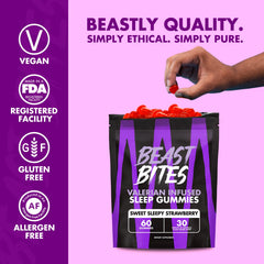 Nutrition and ingredients panel on the Beast Bites bottle