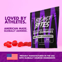 Gummies displayed with natural ingredients and a glass of water