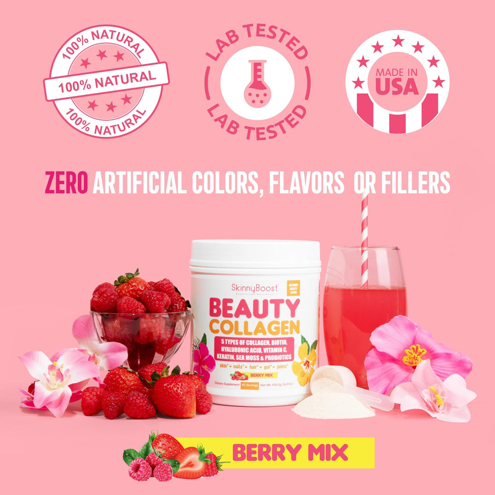 Close-up of Berry collagen powder texture
