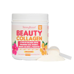 Beauty Collagen Powder unflavored jar label showing 5 types of collagen
