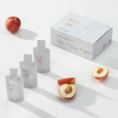 Glow skin concept with peach-flavored collagen bottle