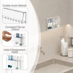 Wall mountable Water Flosser tip storage case with hardware