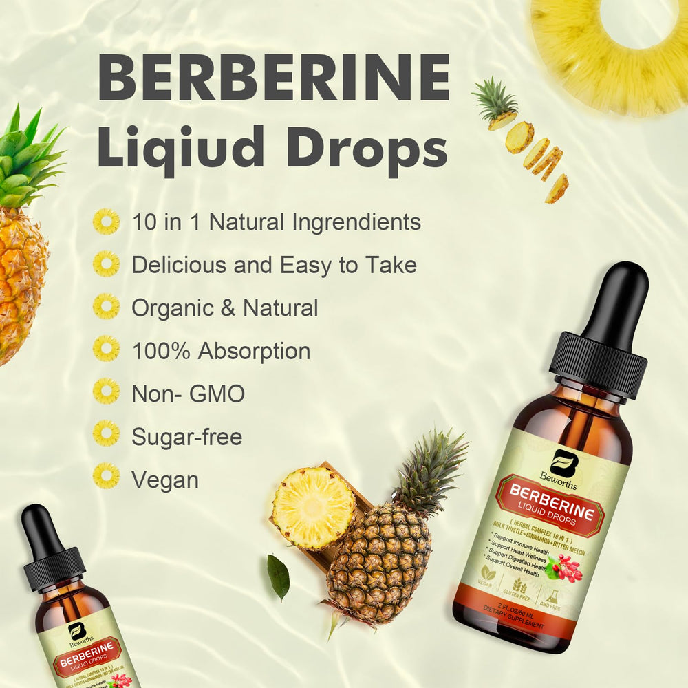 Ingredients collage including Berberine HCl, Aloe Vera, Bitter Melon, Ceylon Cinnamon