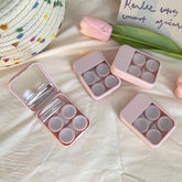 Pink BEDARTIST 2-pack 2-in-1 contact lens case set, front view