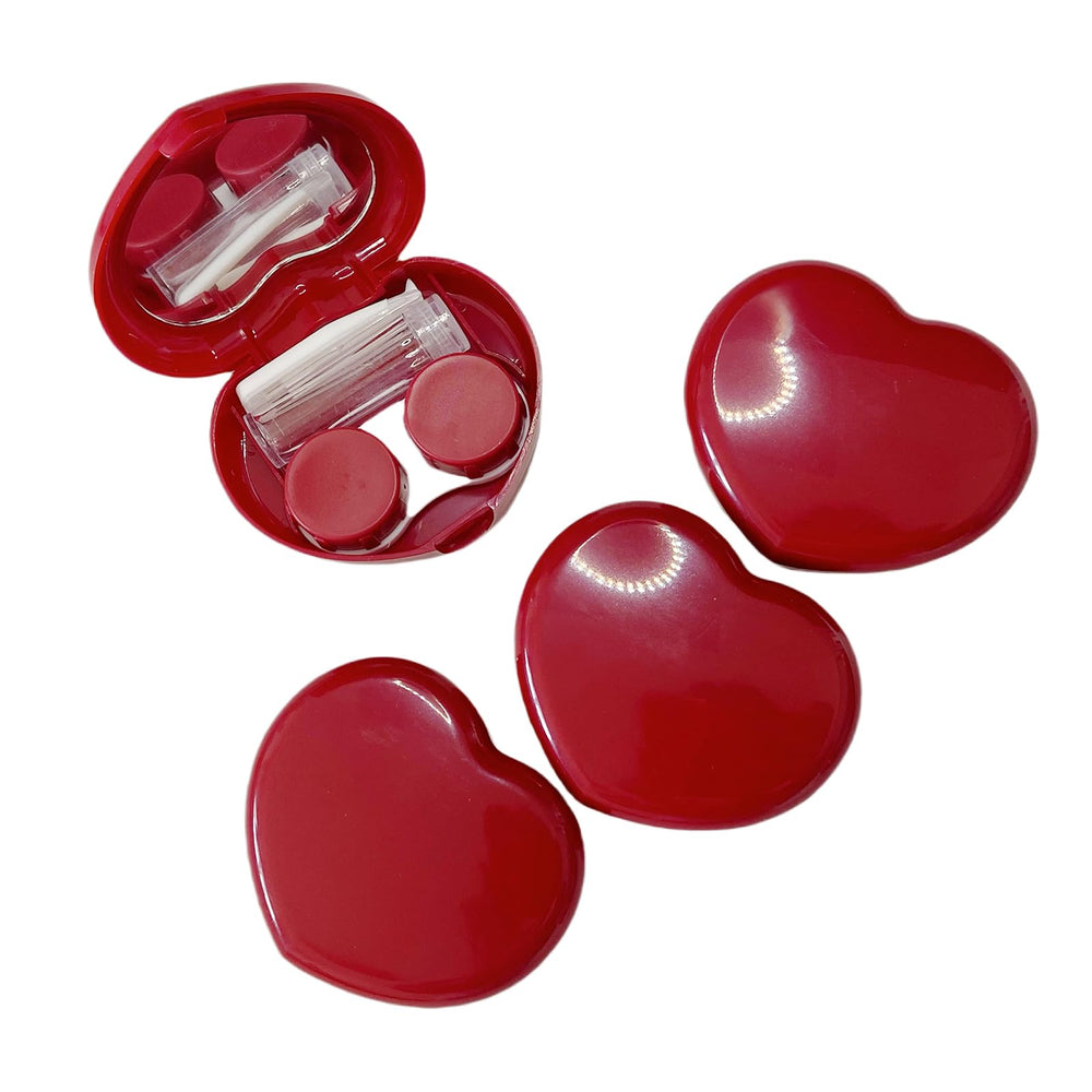 BEDARTIST 4-pack heart-shaped contact lens cases in red