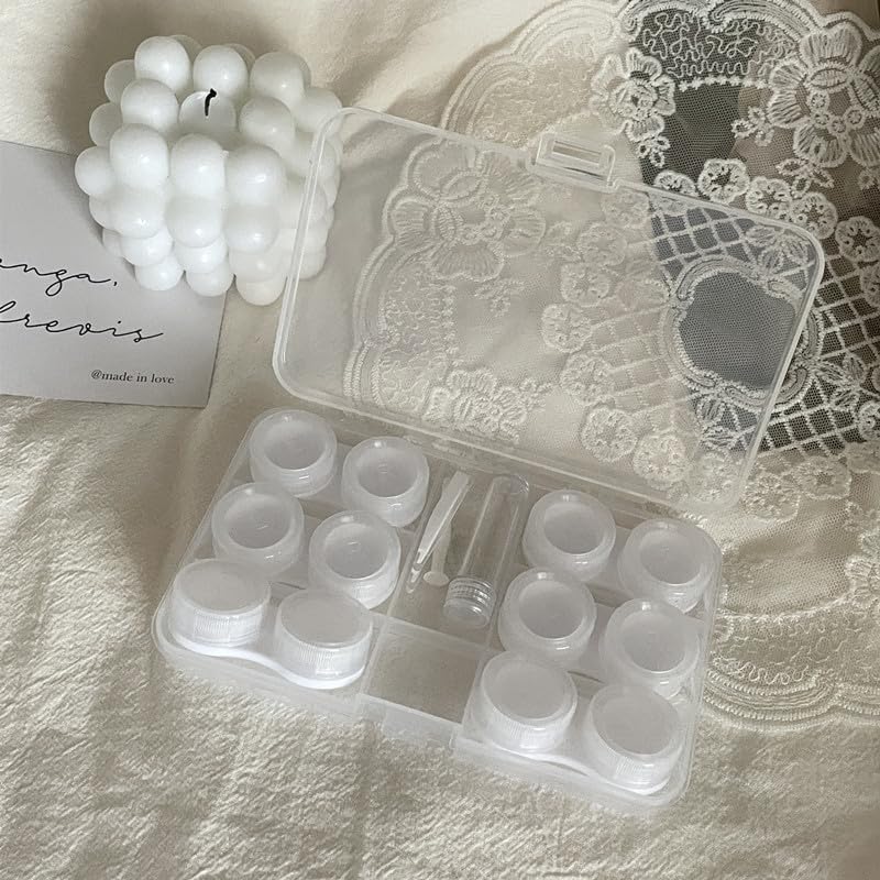 BEDARTIST 6 in 1 contact lens case in clear white - front view