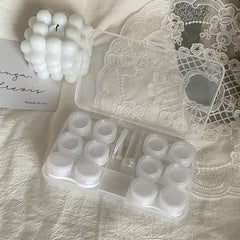 BEDARTIST 6 in 1 contact lens case in clear white - front view