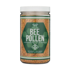 Lifestyle image showing usage of bee pollen by a person and a pet