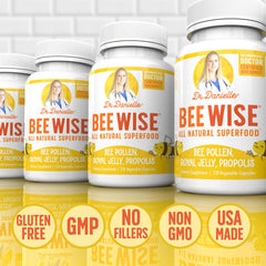 Honeycomb backdrop with Bee Wise bottle