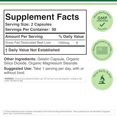 Side view of Double Wood Beef Liver Capsules bottle