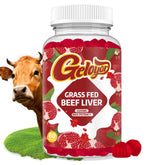 Beef Liver Gummies bottle with Grass-Fed label on white background.