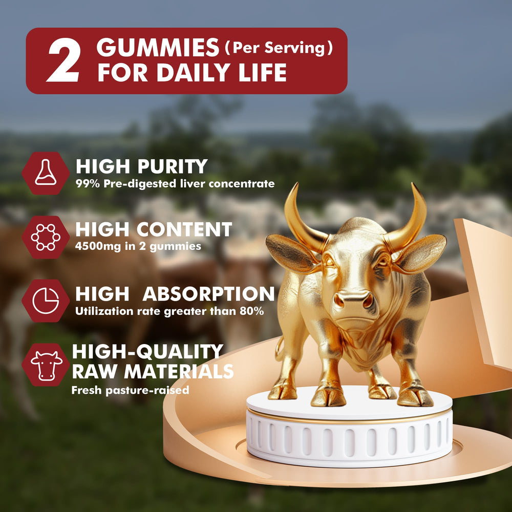 Non-GMO and gluten-free certification icons beside gummies.