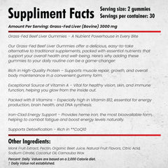 Close-up of serving panel showing 3000 mg beef liver per serving