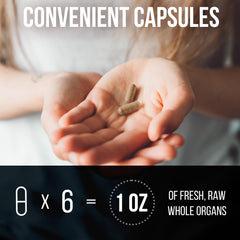 Packaging showing 3000 mg serving for Beef Organ Supplement Complex
