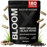 Beef Organ Supplement for Men hero shot with Bloom X packaging