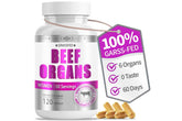 Beef Organ Supplement for Women bottle label featuring grass-fed liver and other organs