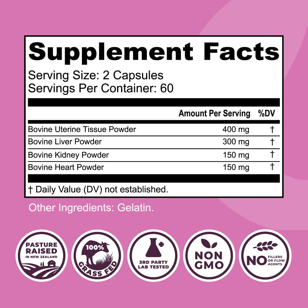 Close-up of grass-fed beef liver, heart, kidney and uterus tissues