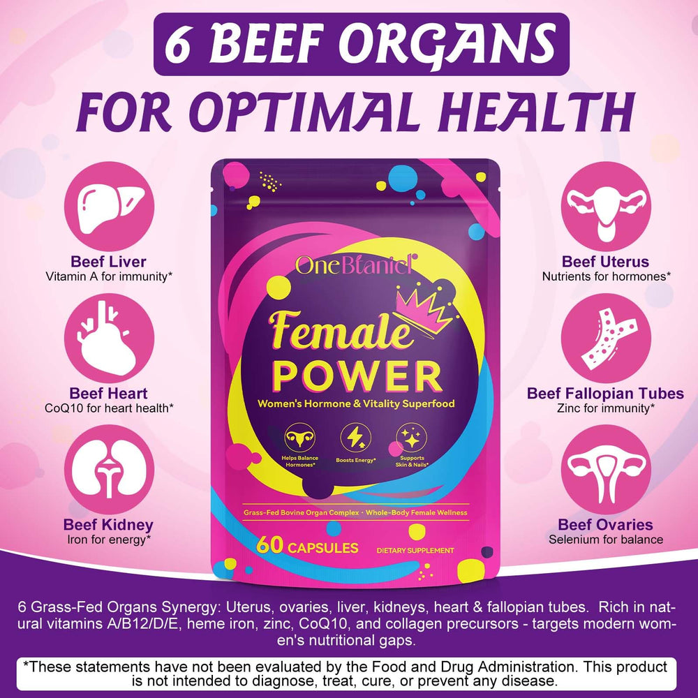 Packaging of beef organ supplement for women