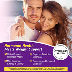Label highlight of hormone balance and skin health benefits