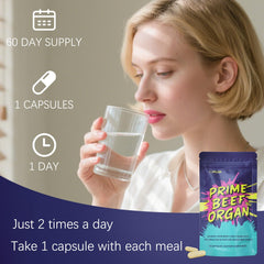 Capsules representing the beef organ supplement product