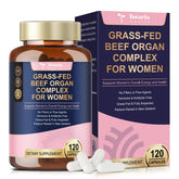 Beef organ supplement for women featuring liver, heart, kidney and uterus in capsules (120 count).