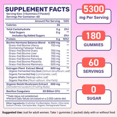 Pomegranate flavored beef organ gummies serving size three per day