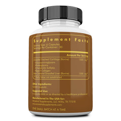 Product packaging label highlighting tracheal cartilage and liver for immune and joint support.