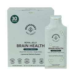 Beekeepers' Naturals Nootropic Brain Supplement bottle with vanilla flavor, 30 count