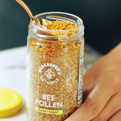 Allergen warning indicating pollen/bee product caution