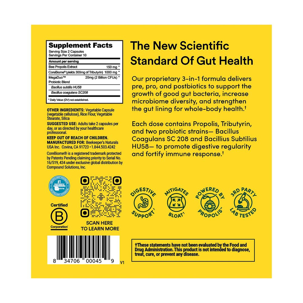 Close-up of Propolis-powered gut health formula