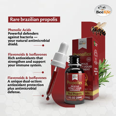 Dropper dispensing red propolis liquid