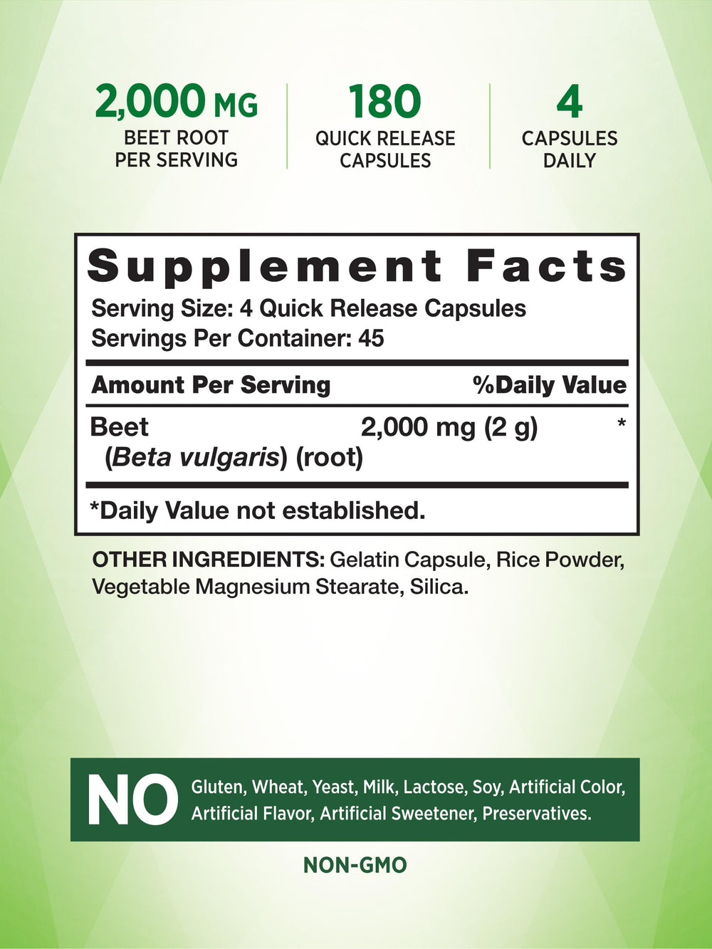 Beet root capsule nutrition and ingredients