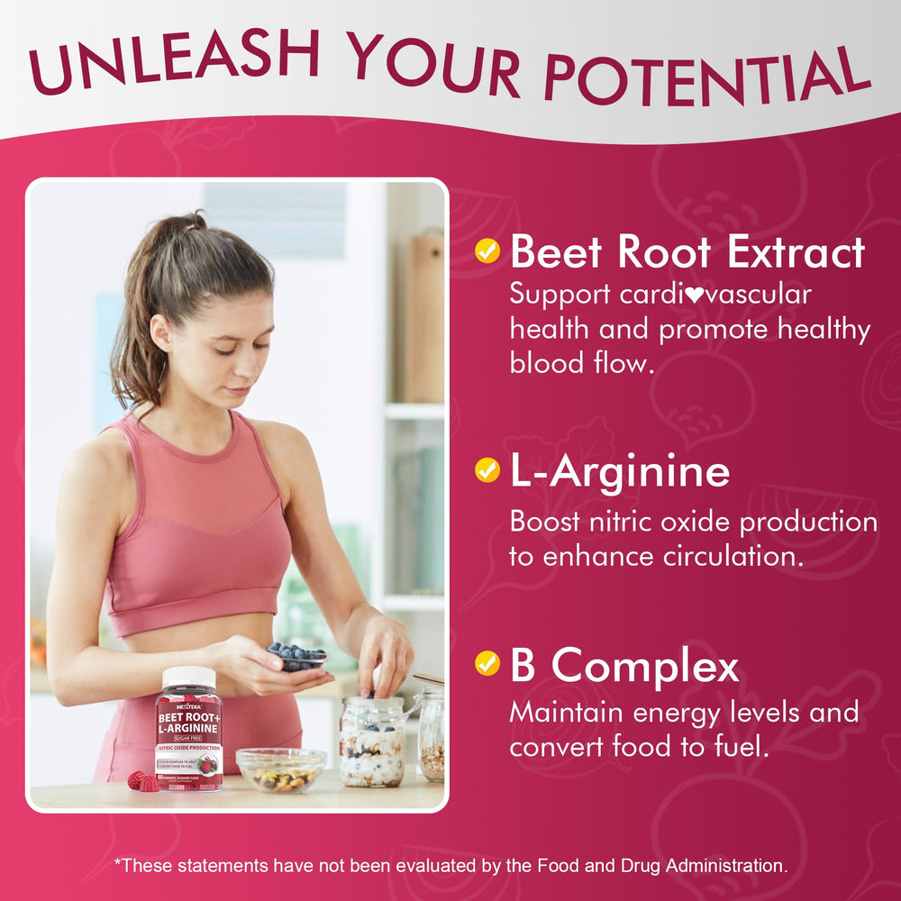 60-count bottle of Beet Root Gummies sugar-free formula