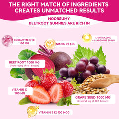 Illustration of grape seed extract and beet root powder