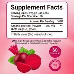 Close-up of beetroot powder capsules