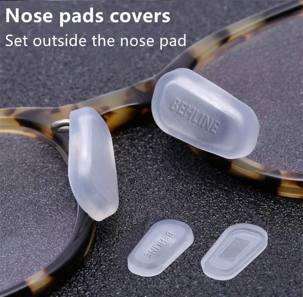 Close-up of BEHLINE silicone nose pad covers on glasses