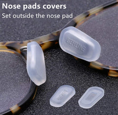 Close-up of BEHLINE silicone nose pad covers on glasses