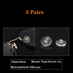 Close-up of BEHLINE screw-in silicone nose pads for eyewear, round clear 9mm – image 2