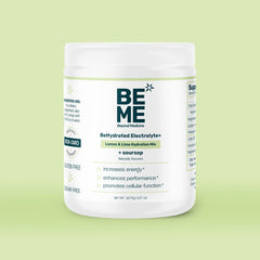 Lemon and lime flavored BeHydrated Electrolyte+ Mix close-up