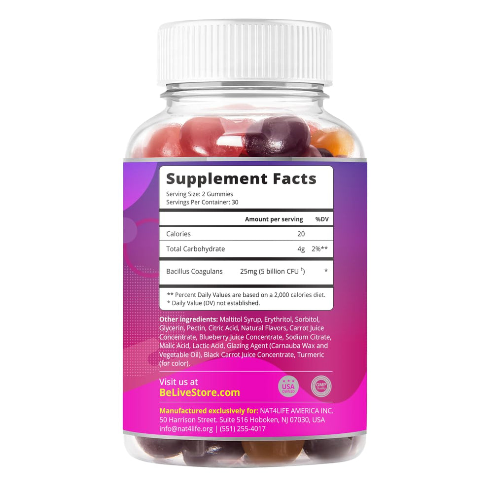 BeLive Probiotic Gummies Strawberry flavor bottle front