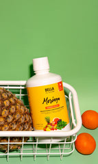 Close-up of Moringa leaves and natural ingredients