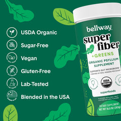 Ingredients: psyllium husk, greens blend, and organic prebiotics