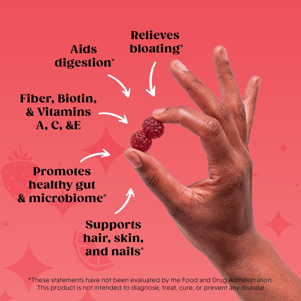 Close-up of sugar-free gummies with Biotin and vitamins A C E