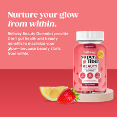 Front view of Bellway gummies packaging and gummies