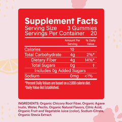 USA-made Bellway Super Fiber Gummies label showing organic chicory root fiber