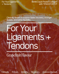 BeMe Tendoforte collagen liquid sachets grapefruit offer quick absorption for training.