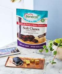 Serving size showing two grams of plant stanols with Benecol Soft Chews