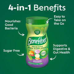 Benefiber assorted fruit flavors chewable tablets for easy gut health