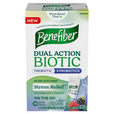 Benefiber Dual Action Biotic Plus Stress Relief stick pack - mixed berry flavor (18-count) front view