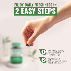 Benevolent Nourishment gummies close-up with vibrant green color.